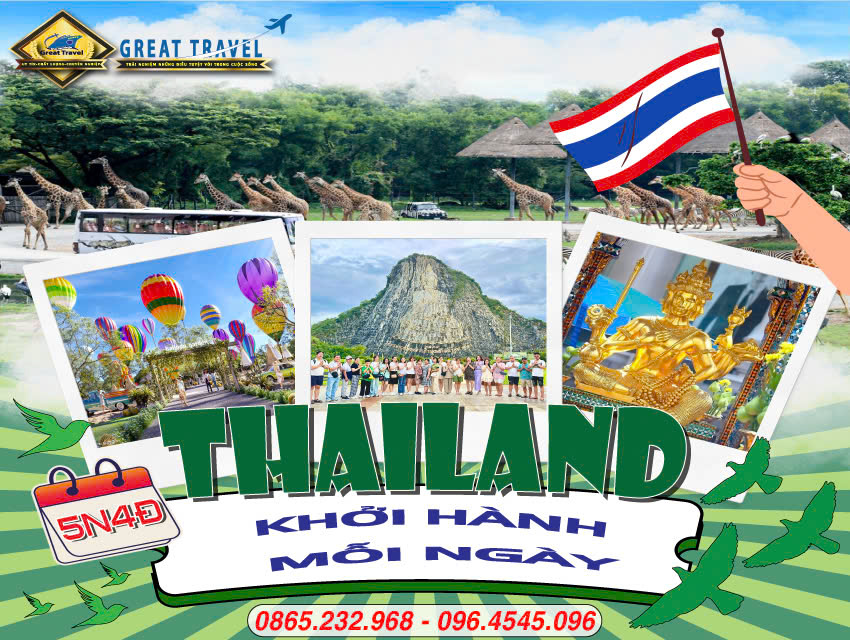 TOUR THÁI LAN 5N4Đ | SAFARI WORLD – HẢI ÂU TRẮNG – CAFE VÀNG – KOH LARN – BUFFET BAIYOKE – SHOW ĐỈNH PATTAYA-1